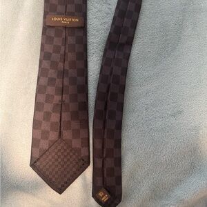 Louis Vuitton Dark Brown Checkered Tie